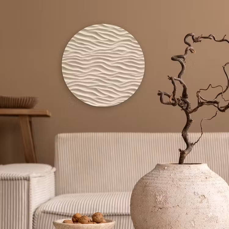 Zand - Golven - Beige Wandcirkel kunststof plaat 5mm dik klein 188 -sfeer1