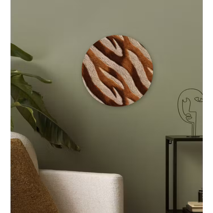 Zebra - Bruin - Patroon Wandcirkel kunststof plaat 5mm dik klein 188 -sfeer3