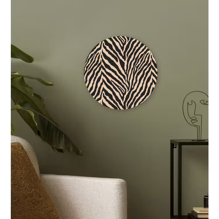 Zebra - Klassiek - Zwart Wandcirkel kunststof plaat 5mm dik klein 188 -sfeer3