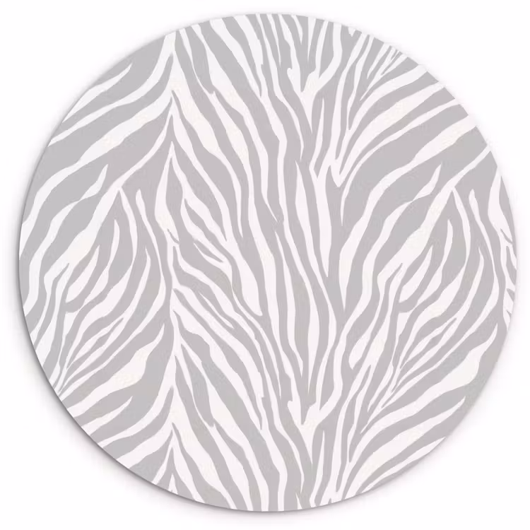 Zebra - Motief - Grijs Wandcirkel kunststof plaat 5mm dik klein 188 -3d