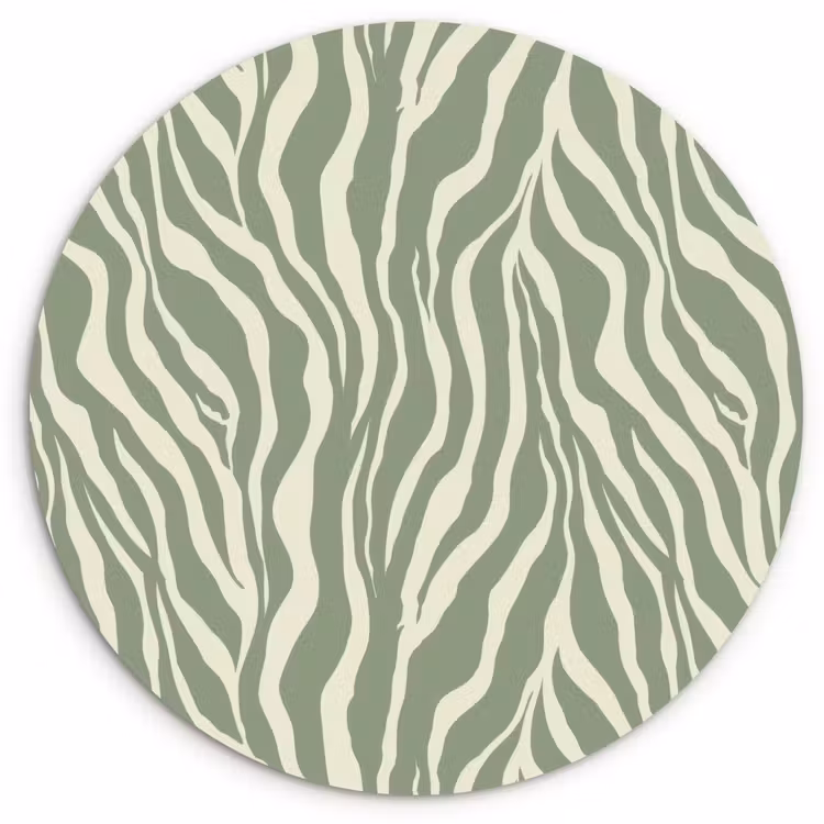 Zebra - Motief - Groen Wandcirkel kunststof plaat 5mm dik klein 188 -3d