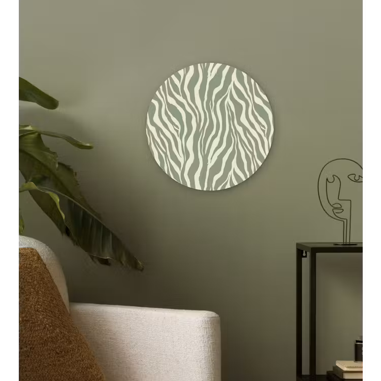Zebra - Motief - Groen Wandcirkel kunststof plaat 5mm dik klein 188 -sfeer3