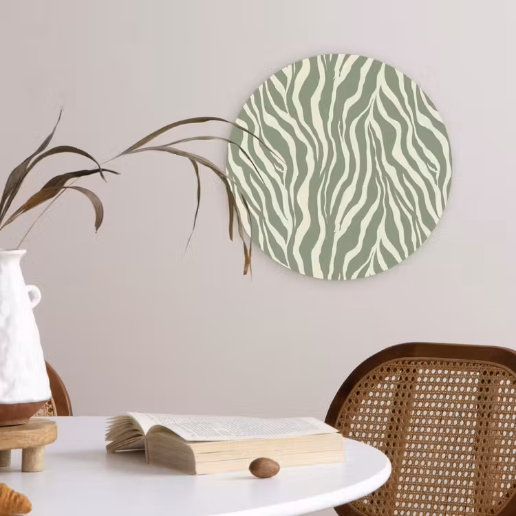 Zebra - Motief - Groen Wandcirkel kunststof plaat 5mm dik klein 188 -sfeer4