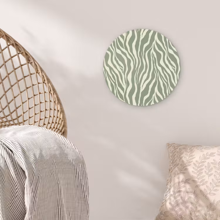 Zebra - Motief - Groen Wandcirkel kunststof plaat 5mm dik klein 188 -sfeer5