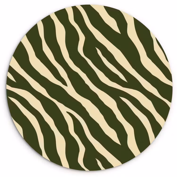 Zebra - Patroon - Groen Wandcirkel kunststof plaat 5mm dik klein 188 -3d