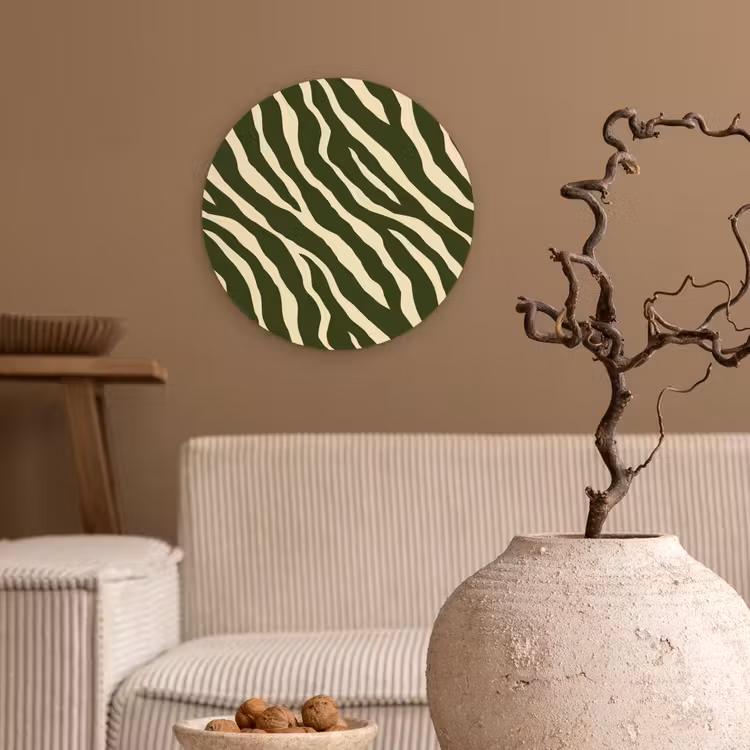 Zebra - Patroon - Groen Wandcirkel kunststof plaat 5mm dik klein 188 -sfeer1