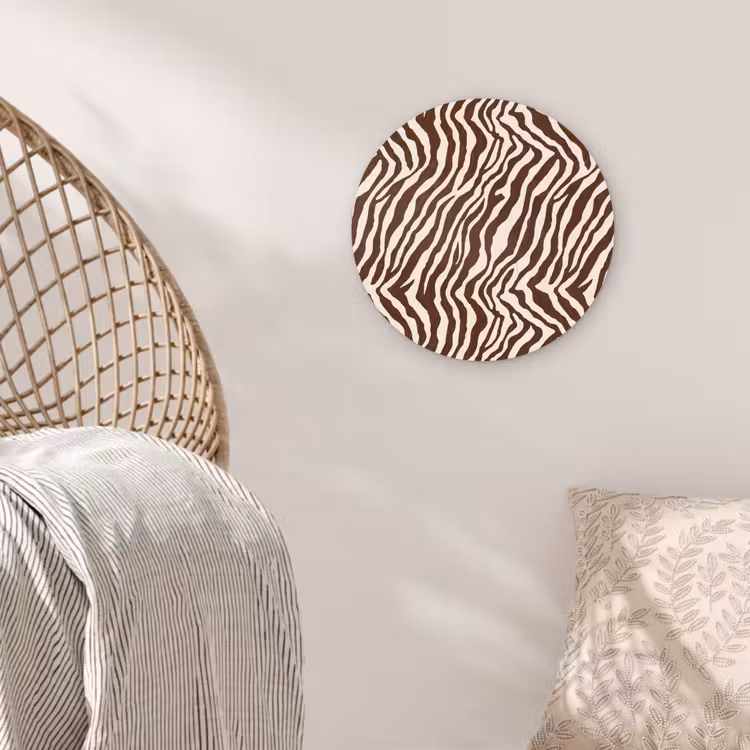Zebra - Patroon - Zwart - Wit Wandcirkel kunststof plaat 5mm dik klein 188 -sfeer5