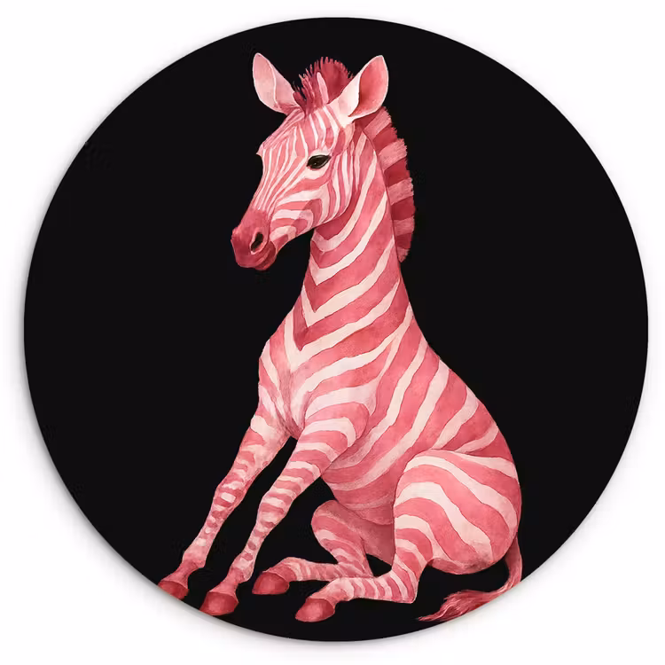 Zebra - Roze - Gestreept Wandcirkel kunststof plaat 5mm dik klein -3d
