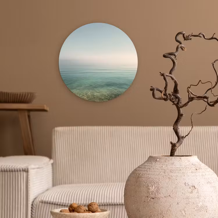 Zee - Horizon - Blauw - Mist Wandcirkel kunststof plaat 5mm dik klein -sfeer1