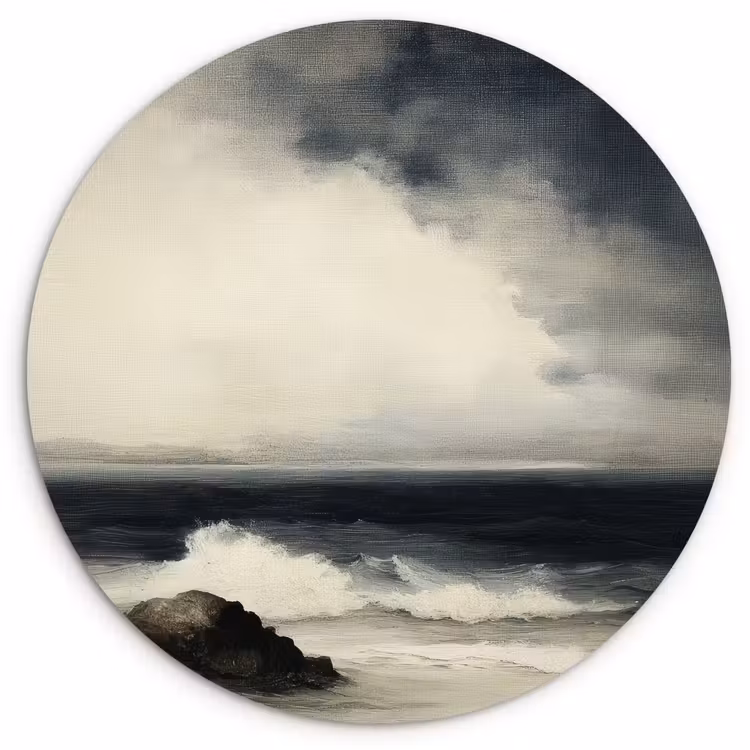 Zee - Rotsen - Storm Wandcirkel kunststof plaat 5mm dik klein -3d