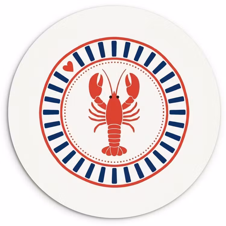 Zeeleven - Kreeft - Embleem - Grafisch - Rood Wandcirkel kunststof plaat 5mm dik klein -3d