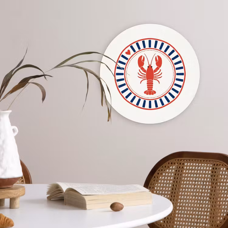 Zeeleven - Kreeft - Embleem - Grafisch - Rood Wandcirkel kunststof plaat 5mm dik klein -sfeer4