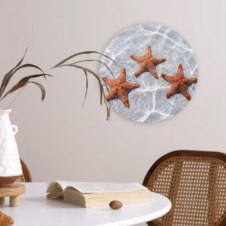 Zeesterren - Water - Helder Wandcirkel kunststof plaat 5mm dik klein -sfeer4