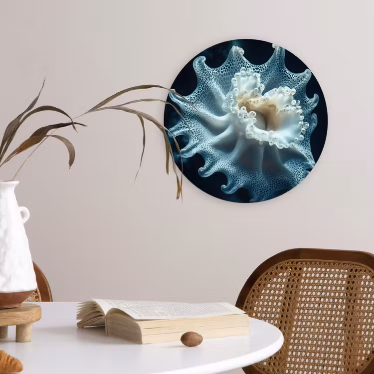Zeewezen - Wit - Golven - Water Wandcirkel kunststof plaat 5mm dik klein -sfeer4