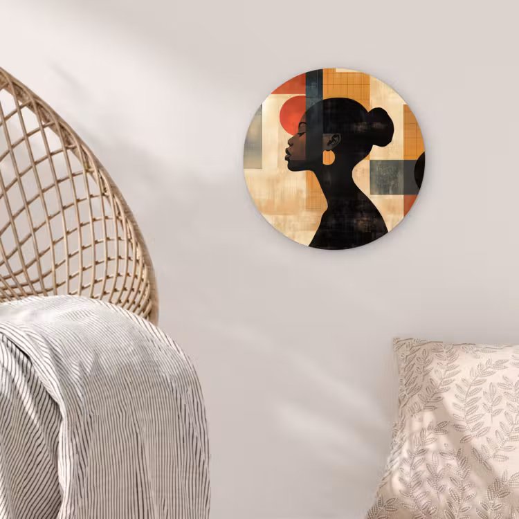 Zijaanzicht - Vrouw - Vormen Wandcirkel kunststof plaat 5mm dik klein -sfeer5
