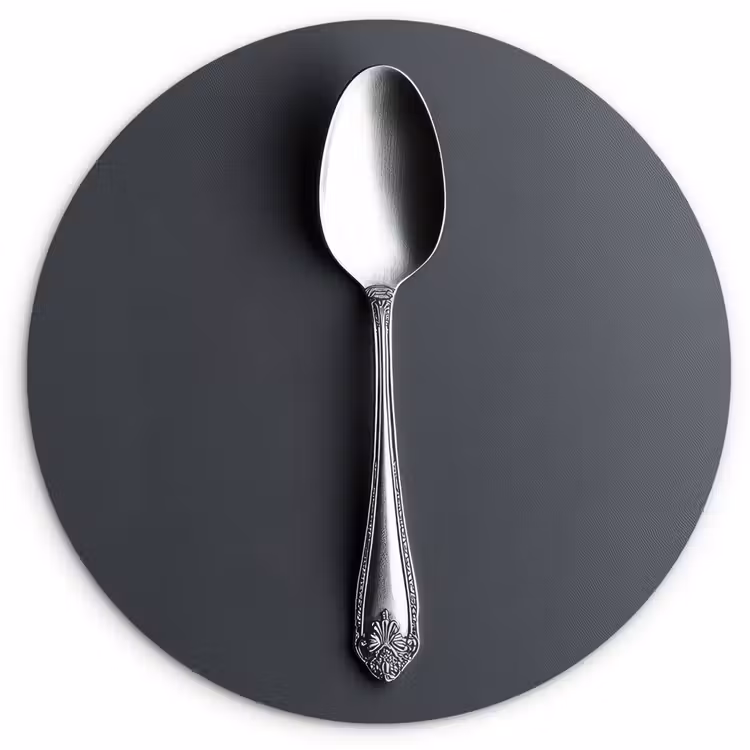 Zilver - Metaal - Lepel Wandcirkel kunststof plaat 5mm dik klein -3d