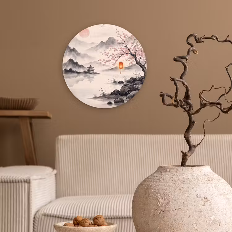 Zon - Japans - Traditioneel Wandcirkel kunststof plaat 5mm dik klein -sfeer1