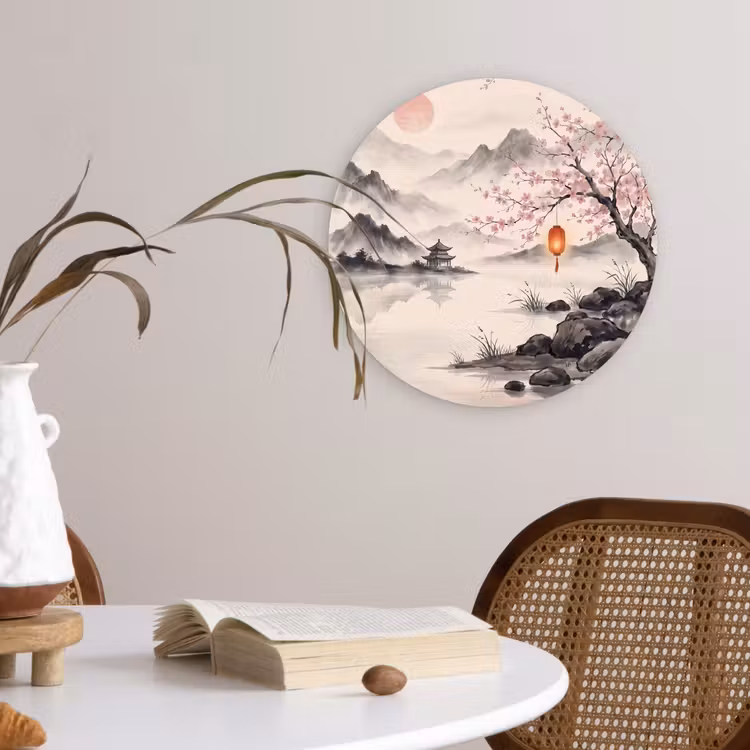 Zon - Japans - Traditioneel Wandcirkel kunststof plaat 5mm dik klein -sfeer4