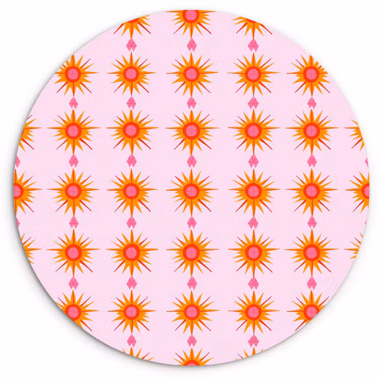 Zon - Motief - Roze Wandcirkel kunststof plaat 5mm dik klein 188 -3d