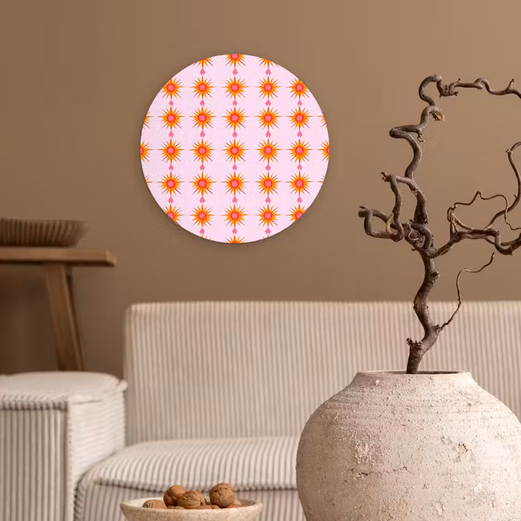 Zon - Motief - Roze Wandcirkel kunststof plaat 5mm dik klein 188 -sfeer1