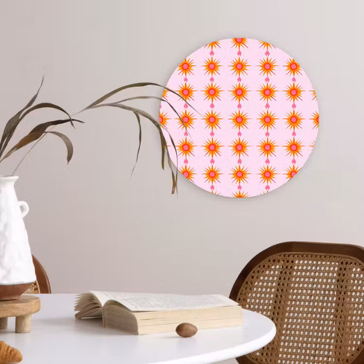 Zon - Motief - Roze Wandcirkel kunststof plaat 5mm dik klein 188 -sfeer4