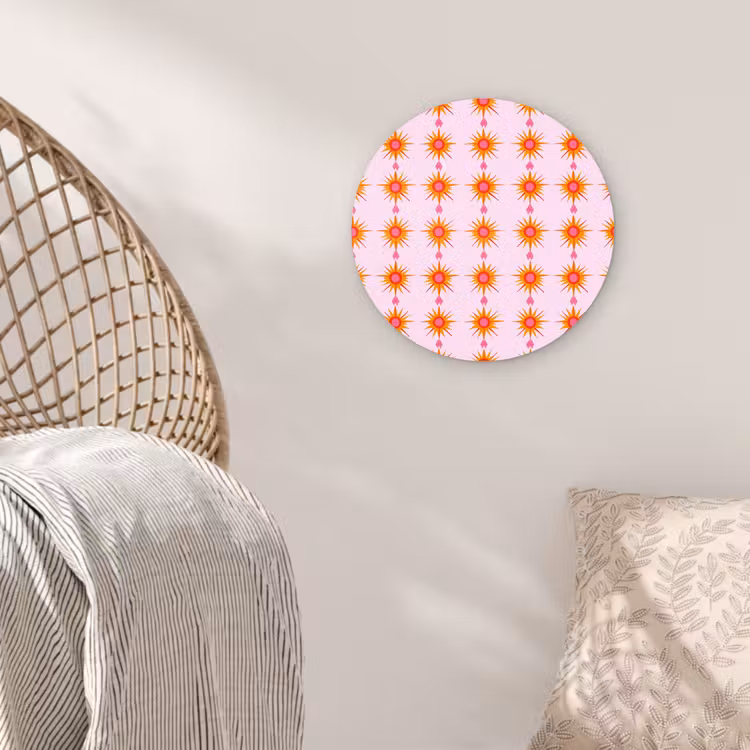 Zon - Motief - Roze Wandcirkel kunststof plaat 5mm dik klein 188 -sfeer5