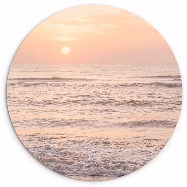 Zon - Strand - Roze Wandcirkel kunststof plaat 5mm dik klein -3d