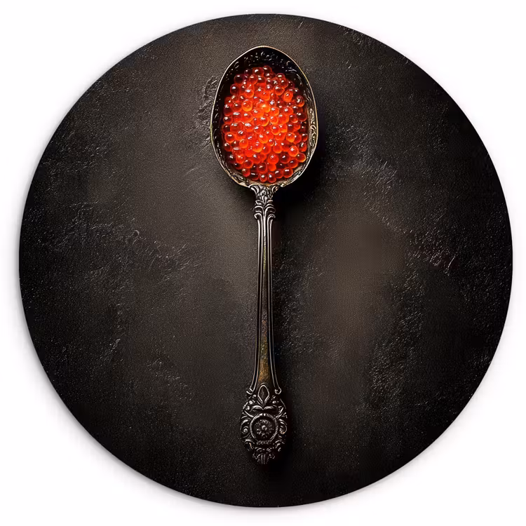 Zwart - Lepel - Caviar Wandcirkel kunststof plaat 5mm dik klein -3d