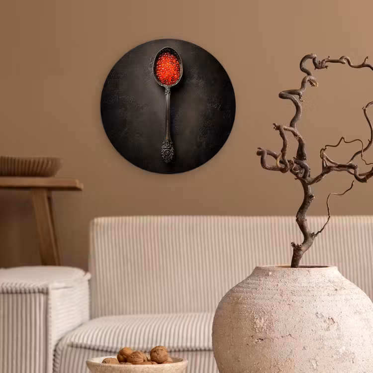 Zwart - Lepel - Caviar Wandcirkel kunststof plaat 5mm dik klein -sfeer1