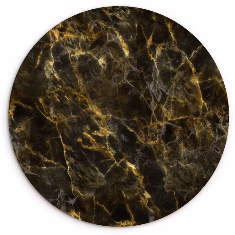 Zwart - Marmer - Goud Wandcirkel kunststof plaat 5mm dik klein 188 -3d