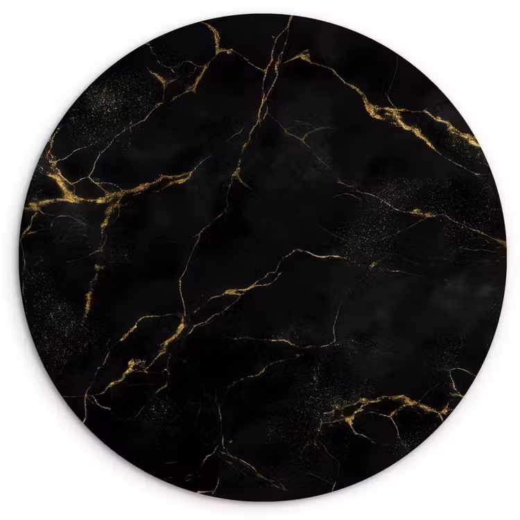Zwart marmer - Gouden aders - Klassiek Wandcirkel kunststof plaat 5mm dik klein -3d