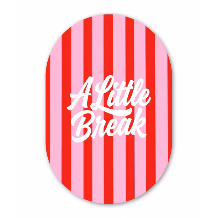 A Little Break - Strepen - Rood - Roze Wandcirkel Ovaal Forex klein -3d