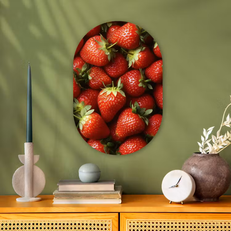 Aardbei - Fruit - Rood Wandcirkel Ovaal Forex klein -sfeer2