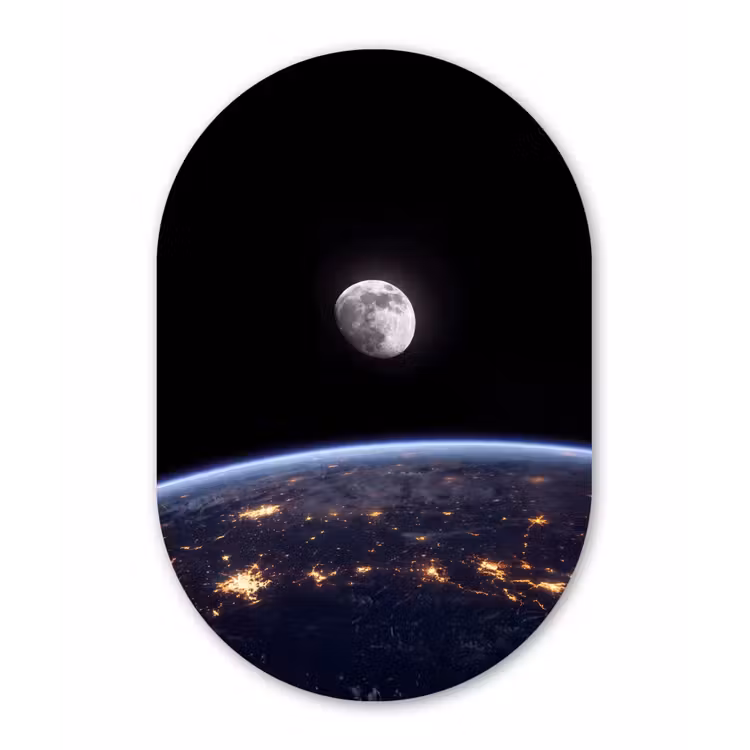 Muurovaal - Aarde - Nacht - Ruimte - Aarde - Nacht - Ruimte Wandcirkel Ovaal Forex klein