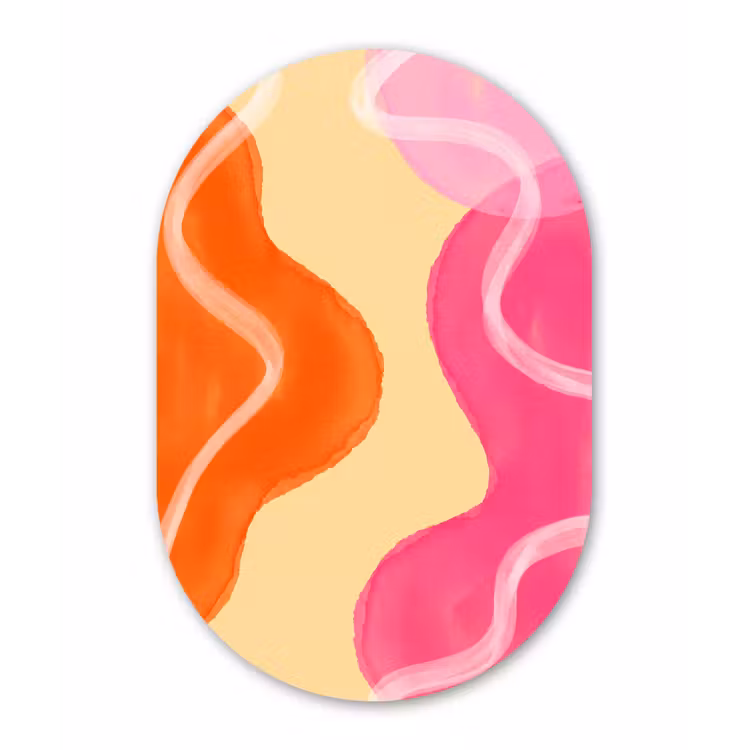 Abstract - Aquarel - Organisch - Oranje - Roze Wandcirkel Ovaal Forex klein -3d