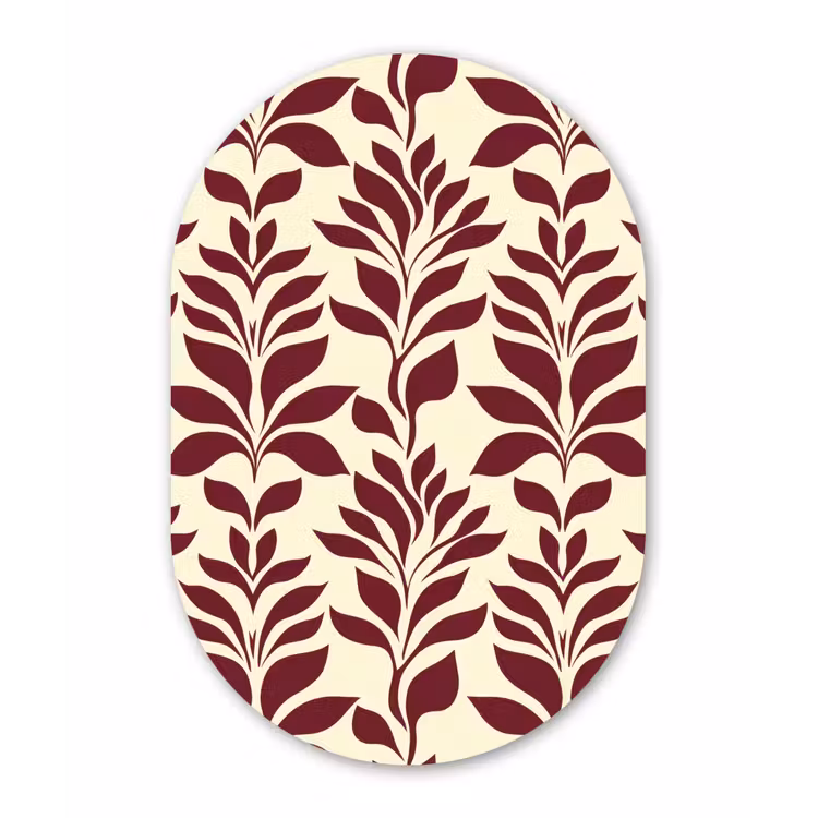 Abstract - Bladeren - Burgundy Wandcirkel Ovaal Forex klein 630 -3d