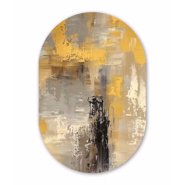 Abstract - Geel - Modern - Beige Wandcirkel Ovaal Forex klein -3d