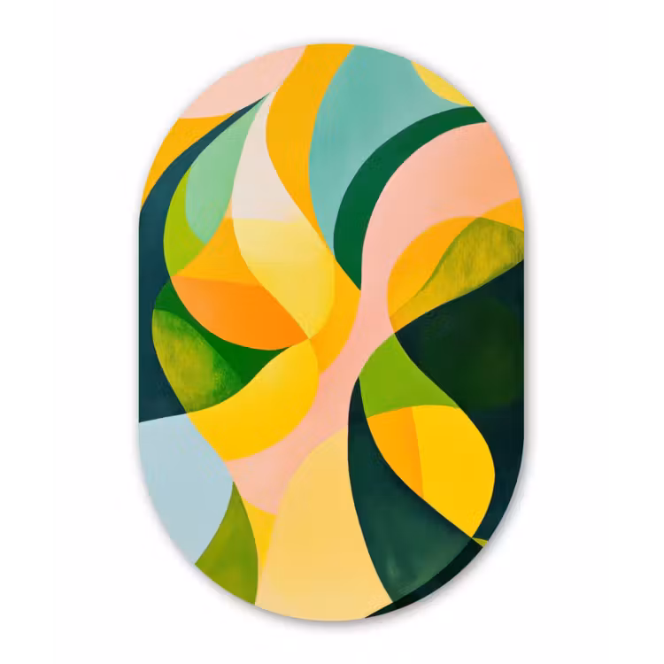 Abstract - Geel - Roze - Groen Wandcirkel Ovaal Forex klein -3d