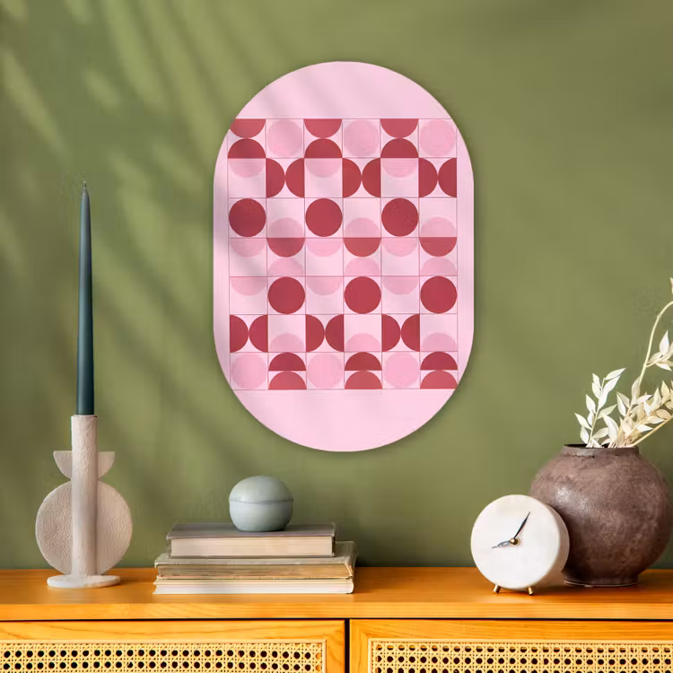 Abstract - Geometrisch - Cirkels - Roze - Modern Wandcirkel Ovaal Forex klein -sfeer2