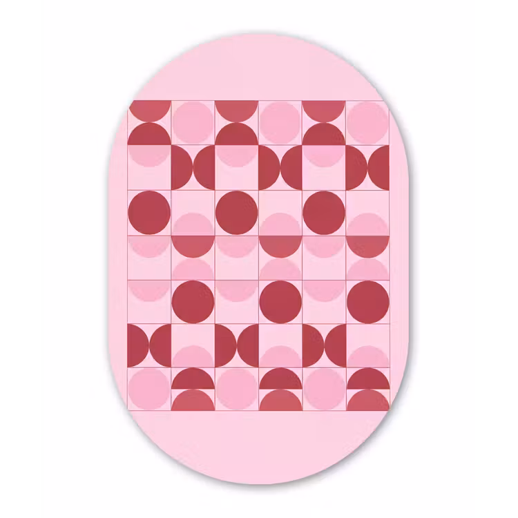 Abstract - Geometrisch - Cirkels - Roze - Modern Wandcirkel Ovaal Forex klein -3d
