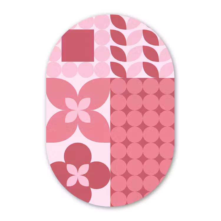 Abstract - Geometrisch - Patroon - Modern - Roze Wandcirkel Ovaal Forex klein -3d