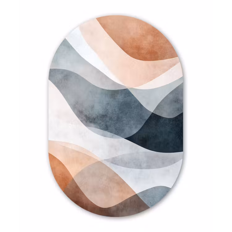 Abstract - Golven - Blauw Wandcirkel Ovaal Forex klein -3d