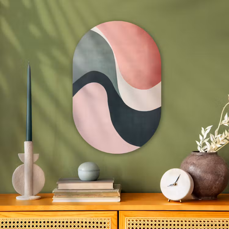 Abstract - Golven - Sierlijk - Roze Wandcirkel Ovaal Forex klein -sfeer2