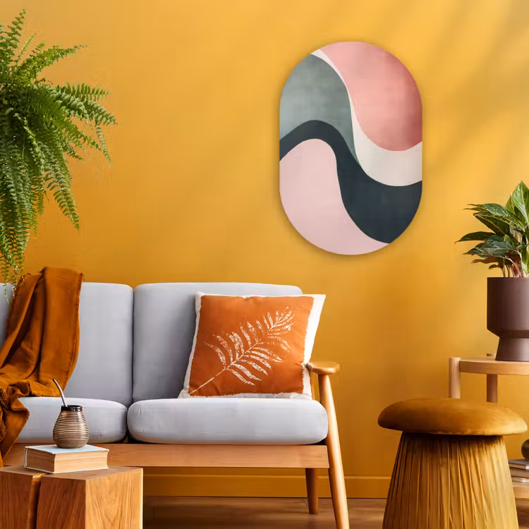 Abstract - Golven - Sierlijk - Roze Wandcirkel Ovaal Forex klein -sfeer4