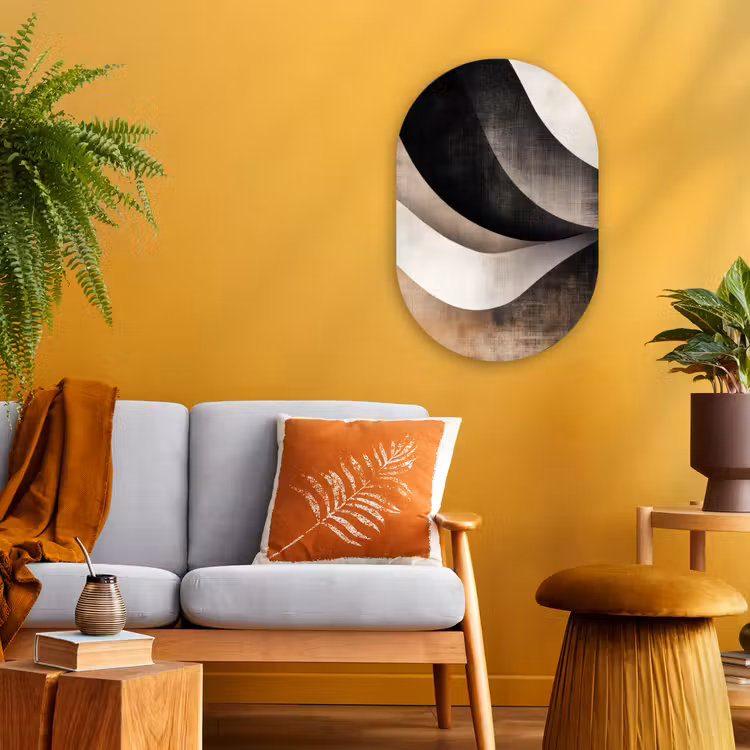 Abstract - Golven - Zwart - Verweerd Wandcirkel Ovaal Forex klein -sfeer4