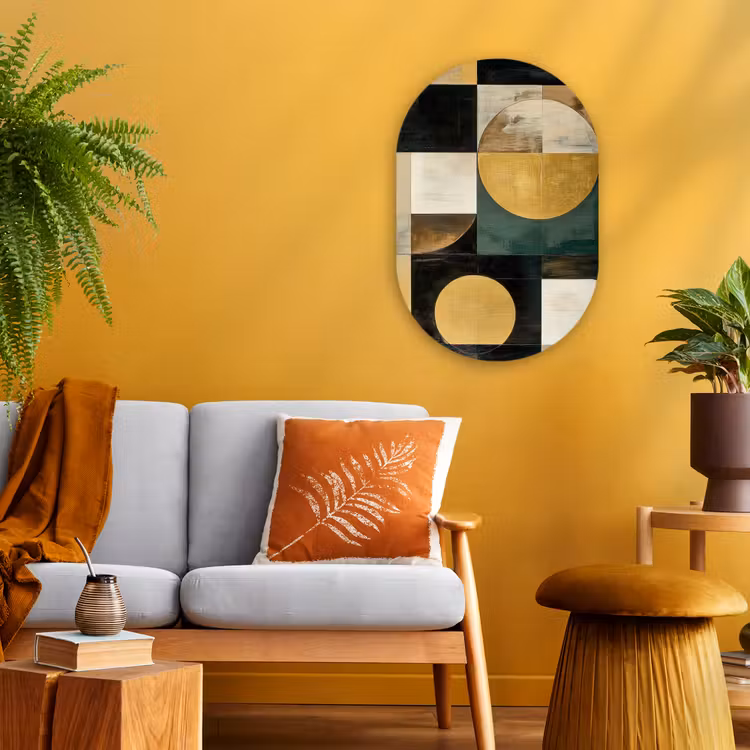 Abstract - Goud - Brons - Vormen - Geometrisch Wandcirkel Ovaal Forex klein -sfeer4