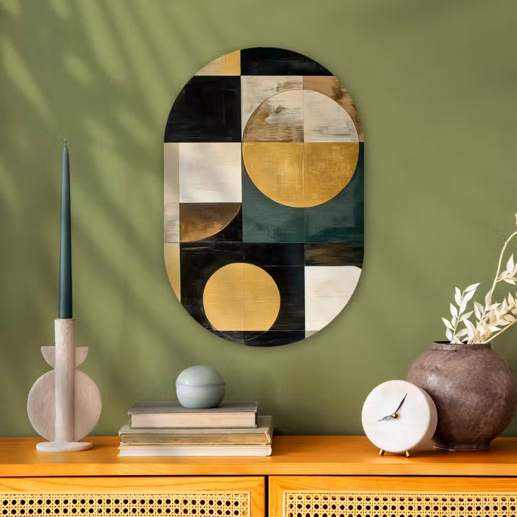 Abstract - Goud - Brons - Vormen - Geometrisch Wandcirkel Ovaal Forex klein -sfeer2