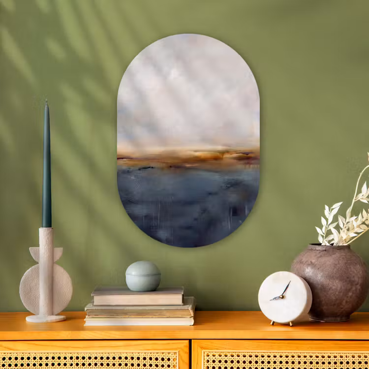 Abstract - Horizon - Water - Modern - Beige Wandcirkel Ovaal Forex klein -sfeer2