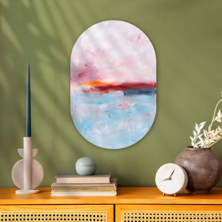 Abstract - Kleuren - Modern - Kunst - Roze Wandcirkel Ovaal Forex klein -sfeer2