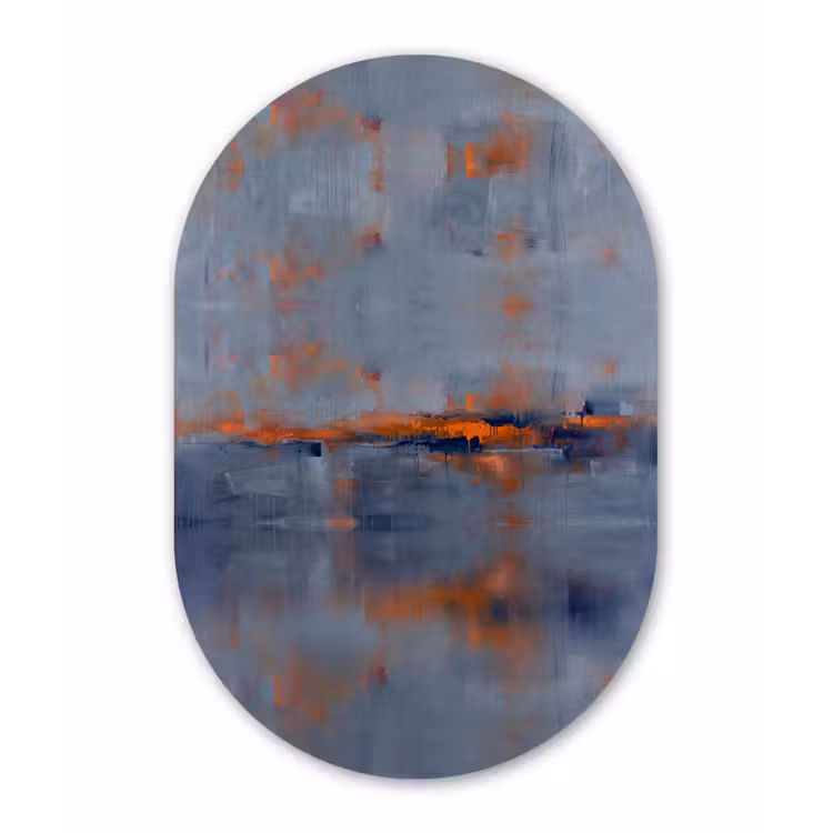 Abstract - Kleuren - Modern - Oranje - Grijs Wandcirkel Ovaal Forex klein -3d